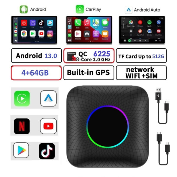 CARMEDIA CMAB 02 CARPLAY Ai BOX ANDROID OEM ADAPTOR 4-64 SNAPDRAGON - Image 2